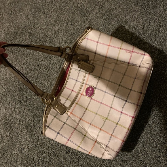 Authentic Coach Heritage Peyton Tattersall Purse - Picture 1 of 8